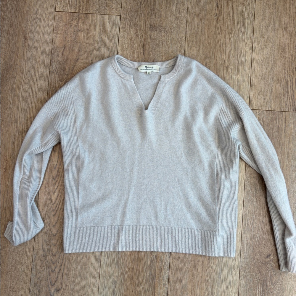 Madewell 100% Cashmere Crewneck Sweater Oatmeal XS Responsible Cashmere